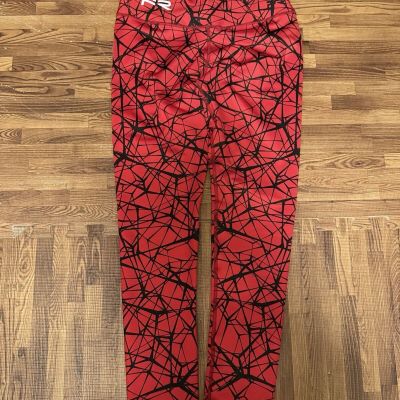 FIBER Women Red And Black Leggings One Size Fits All